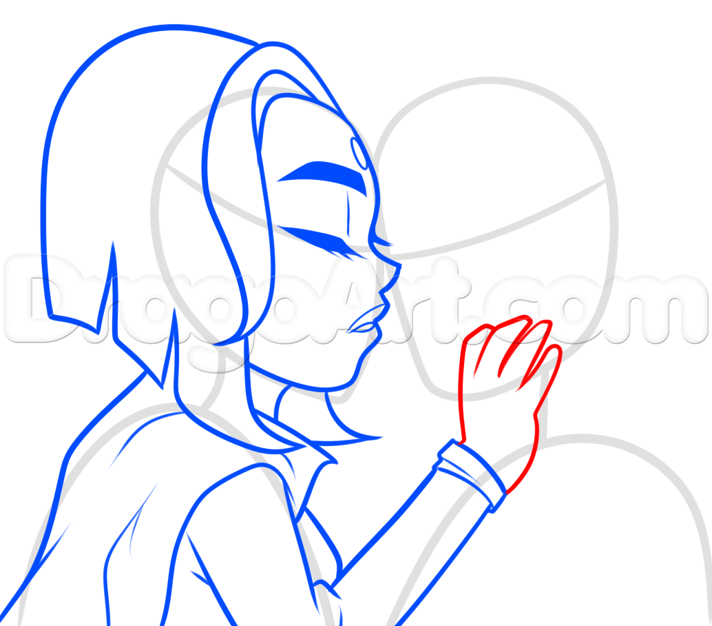 1034x908 How To Draw Raven And Beast Boy, Step