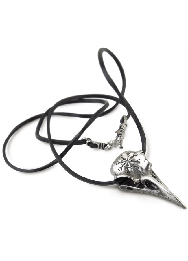650x900 pewter raven skull gothic necklace with stave