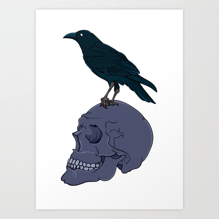 700x700 Raven On A Human Skull Art Print