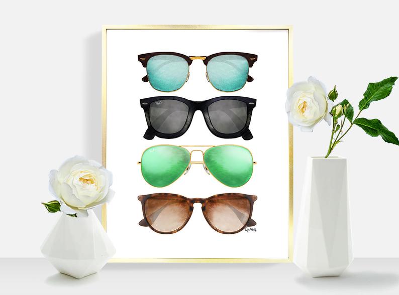 794x588 Ray Ban Sunglasses Print Digital Drawing Wall Art Etsy