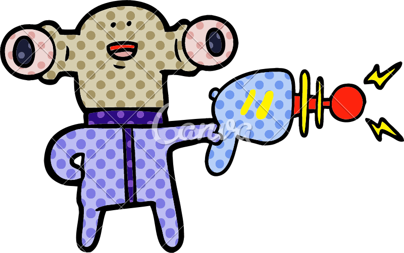 800x502 Friendly Cartoon Alien With Ray Gun
