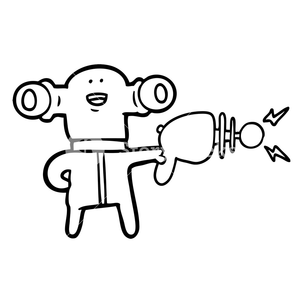 1000x1000 Friendly Cartoon Alien With Ray Gun Royalty Free Stock Image