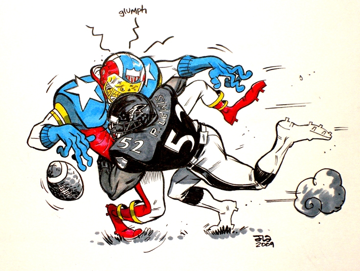 736x554 Nfl Superpro Vs Ray Lewis, In Rico Renzi's So Good Comic Art