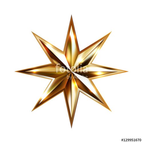 500x500 Hand Drawing Gold Star With Eight Rays Elegant Element Isolated