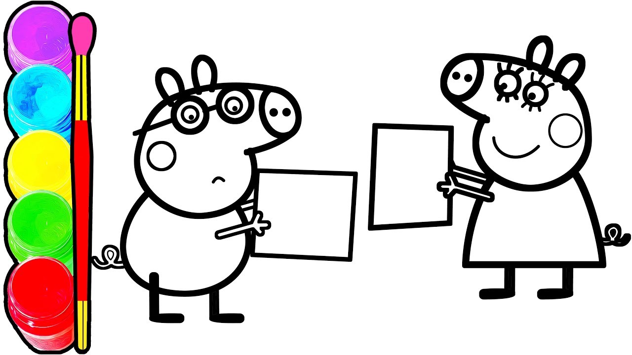 1280x720 Peppa Pig Reading Book Coloring And Drawing Painting Learn