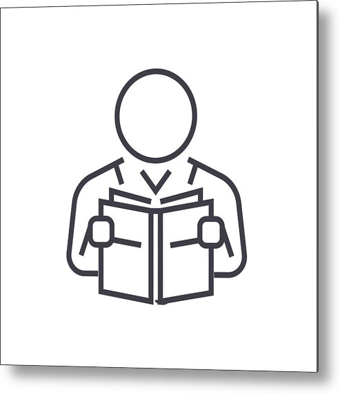493x572 user reading book vector line icon, sign, illustration