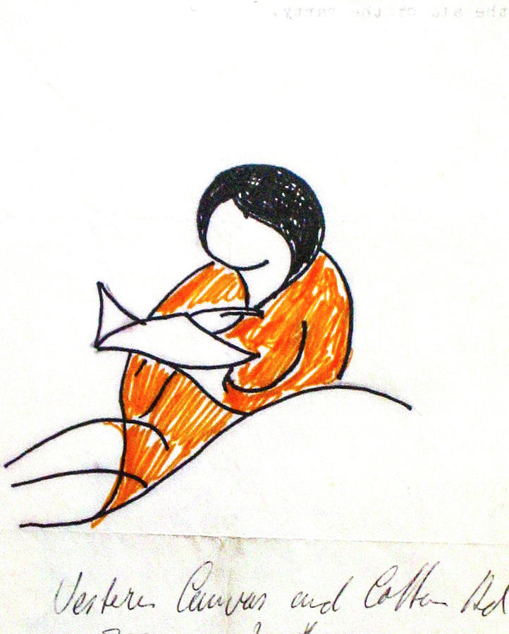 722x900 Woman Reading A Book Drawing