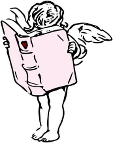 396x500 A Cupid Reading A Book