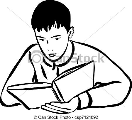 450x409 A Sketch Boy Reading A Book Outline