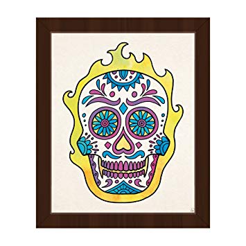 355x355 Yellow Fire Flower Calavera Colorful Drawing