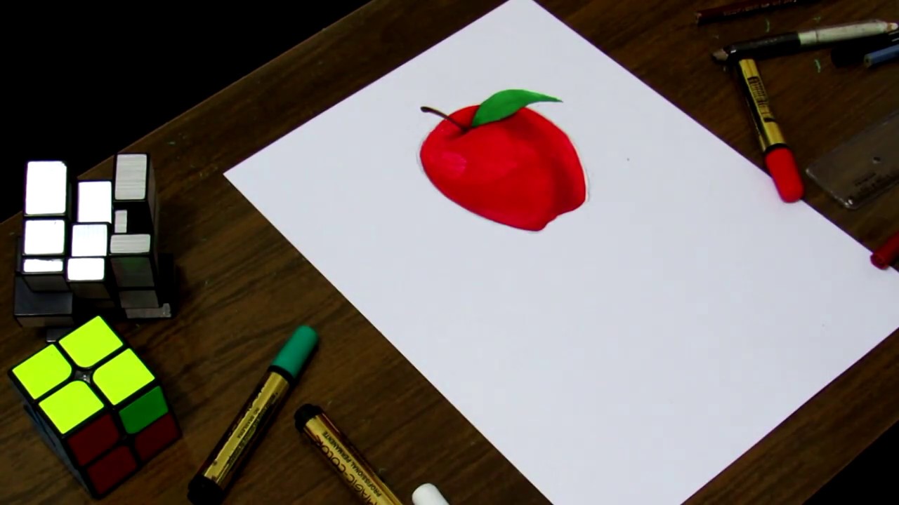 1280x720 How To Draw Apple Realistic Optical Illusion