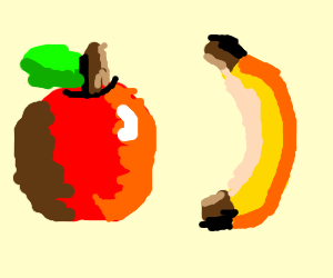 300x250 A Realistic Drawing Of An Apple And Bananas