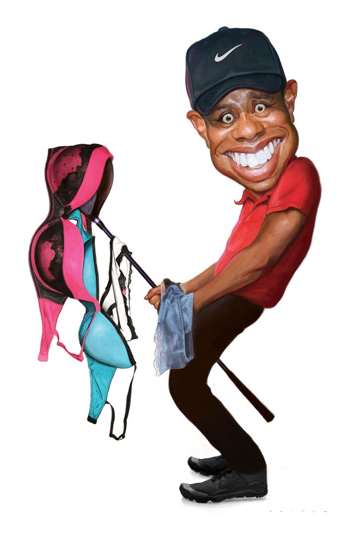 700x1077 Robin Williams Caricatures Tiger Woods