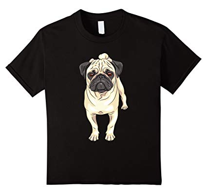 425x398 Kids Cute Pug Realistic Dog Drawing T Shirt Black
