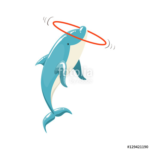 500x500 Blue Bottlenose Dolphin Holding Hula Hoop For Entertainment Show