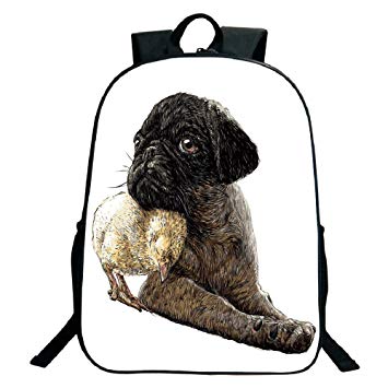 355x355 Print Black School Bag,backpackspug,realistic Drawing