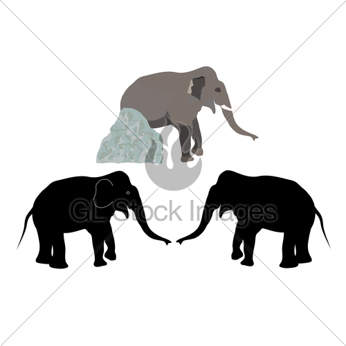 500x500 Elephant With Stone Gl Stock Images