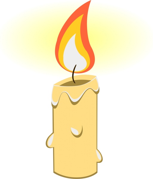 514x600 Bright Candle Vector Illustration With Realistic Cartoon Design