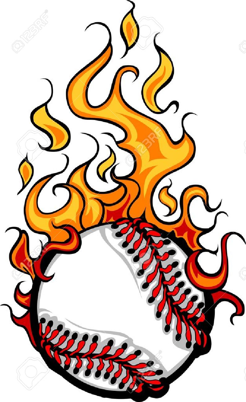 795x1300 Softball With Flames Clipart Flame Clipart Softball