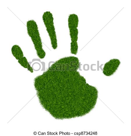 450x470 grass handprint realistic illustration of left handprint