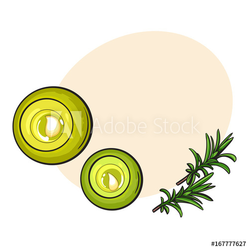 500x500 Top View Set Of Round Candles, Spa Salon Accessories, Sketch