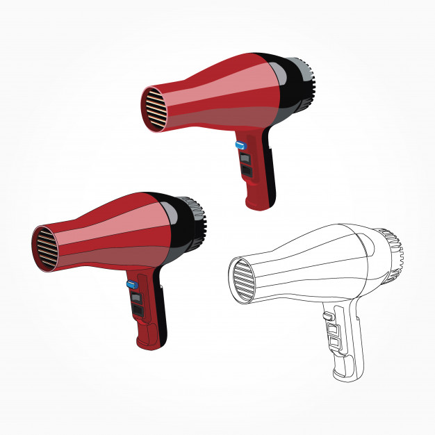626x626 Realistic Red Hair Dryer Illustration Vector Premium Download