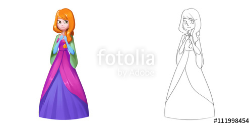 500x250 Coloring Book And Princess Girl Character Design Set Cute Long