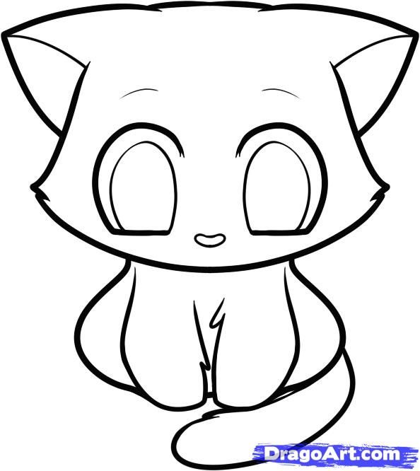 594x666 How To Draw A Kitten For Kids, Step