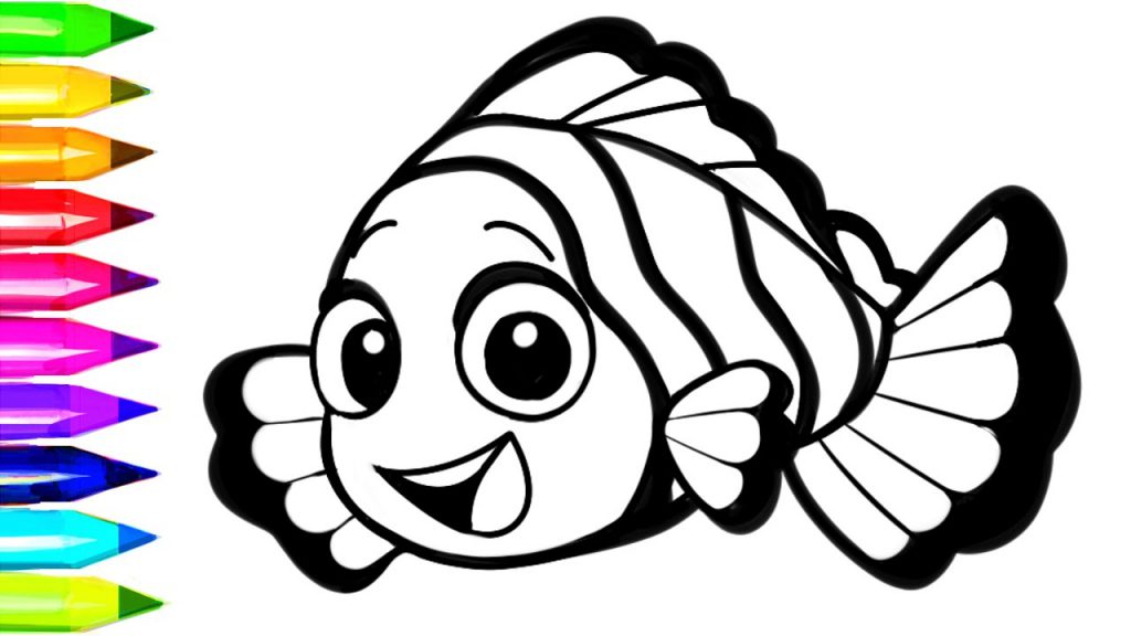 1024x576 Nemo Clown Fish Coloringages Learn Colors For Kids