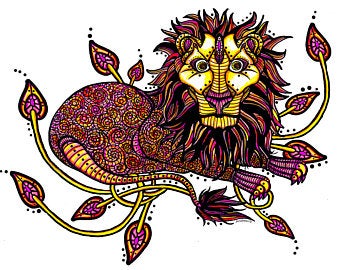 340x270 Lion Drawing Etsy