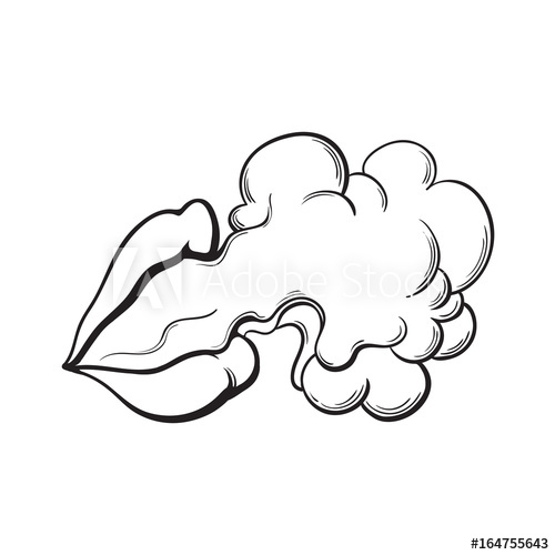 500x500 Beautiful Female Lips With Red Shiny Lipstick Emitting Smoke Cloud