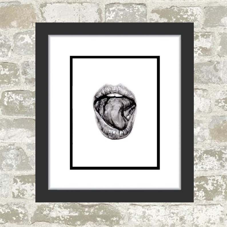 794x794 Lips Drawing Lips Painting Mouth Drawing Tongue Drawing Etsy