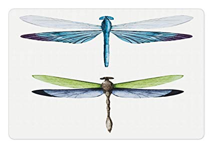 425x295 Lunarable Dragonfly Pet Mat For Food And Water, Pair