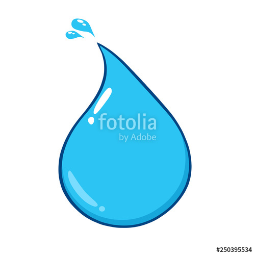 500x500 Blue Water Drop Line Cartoon Drawing Vector Illustration Isolated