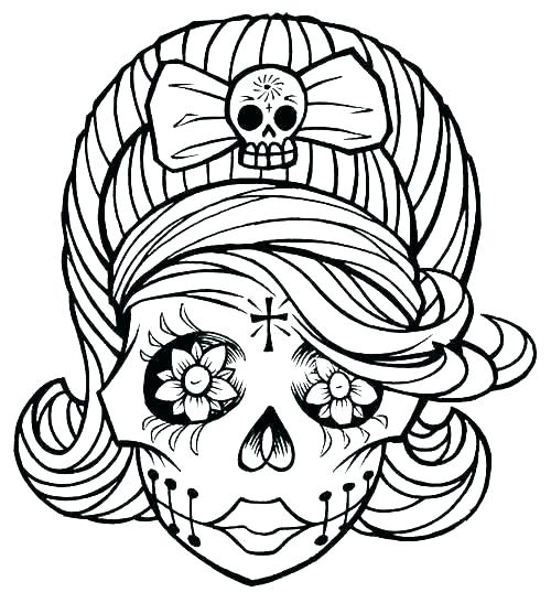 500x547 Sugar Skull Printable Coloring Pages Sugar Skull Printable