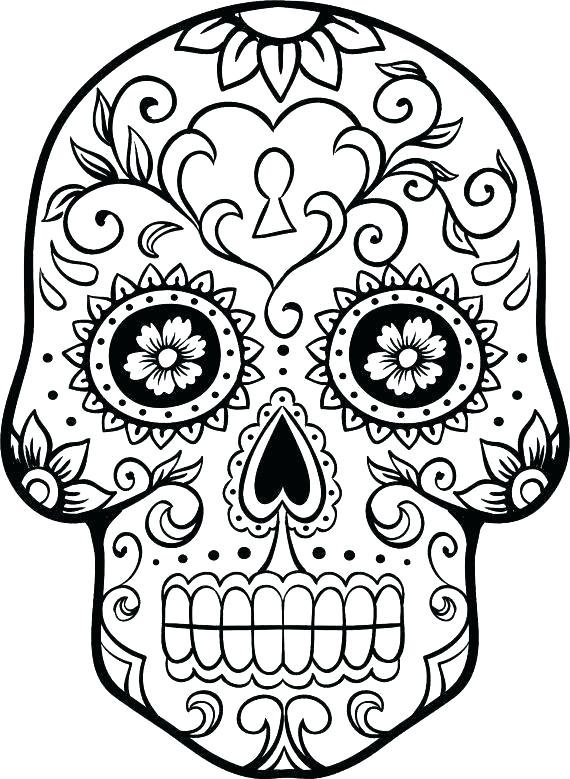 570x779 Flaming Skull Coloring Pages