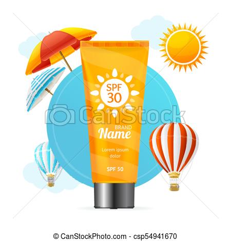 450x470 Realistic Detailed Sunscreen Sun Protection Card Vector