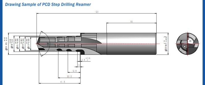 700x293 pcd step drilling reamer