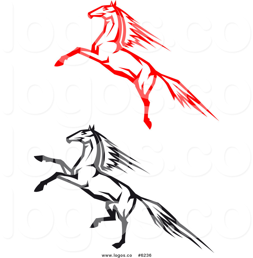 1024x1044 Royalty Free Clip Art Vector Logos Of Red And Black Rearing Horses