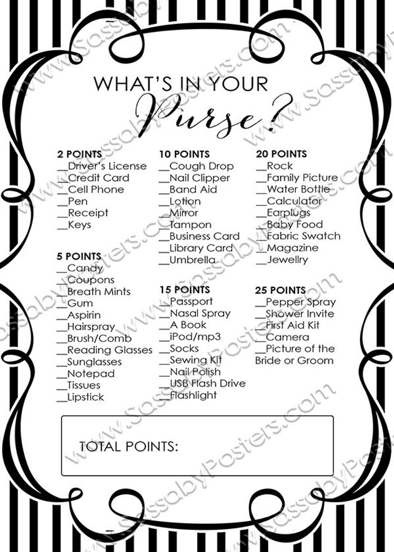 794x1112 What's In Your Purse Bridal Shower Game Instant Etsy