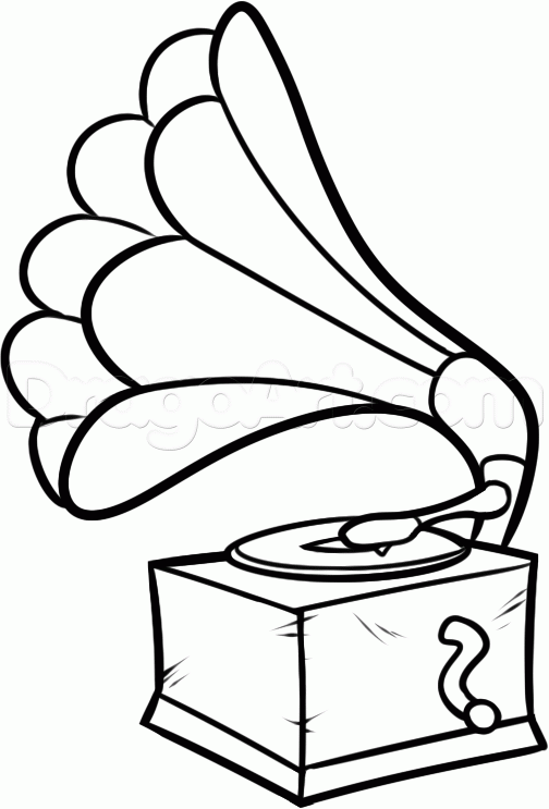 504x743 Step How To Draw A Record Player, Phonograph