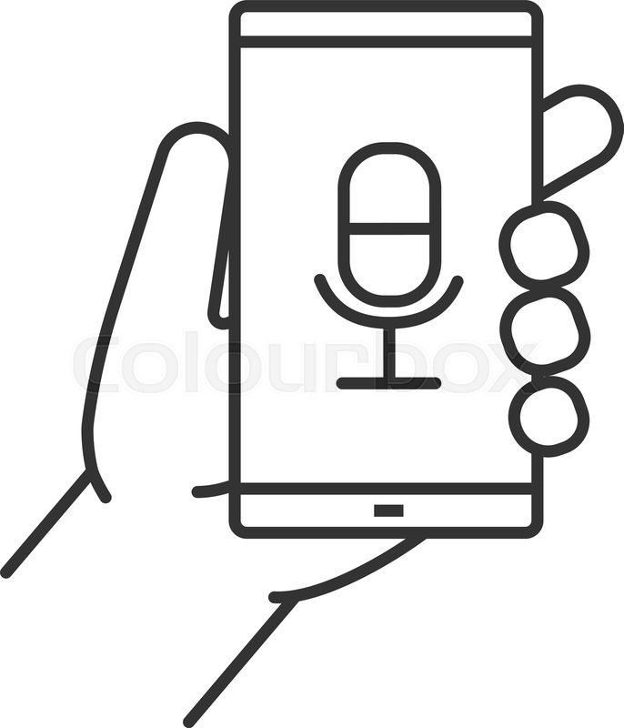 686x800 Hand Holding Smartphone Linear Icon Stock Vector Colourbox