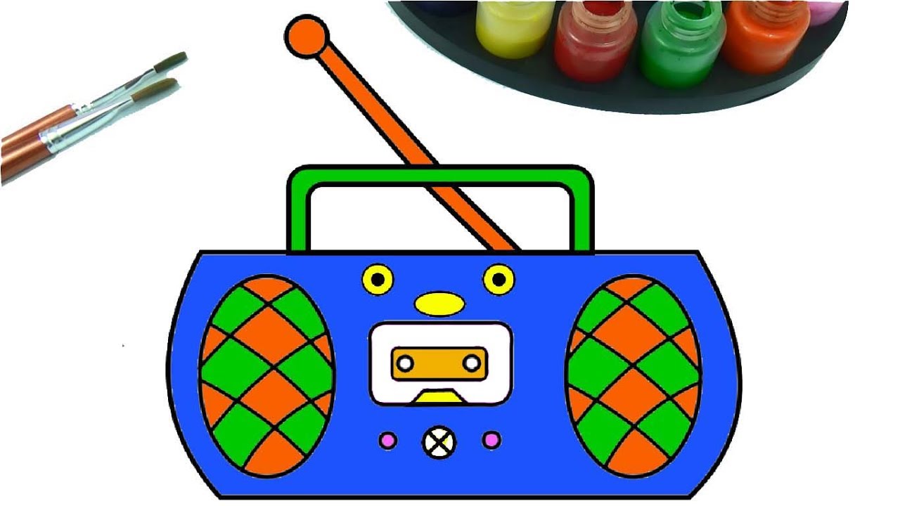 1280x720 How To Draw Cassette Tape Recorder, Learning Drawing Art Colors