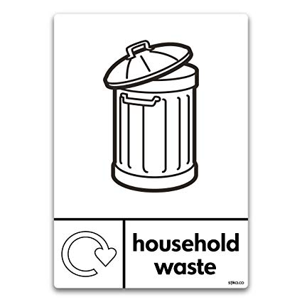 425x425 Household General Waste Bin Sticker Wrap Recycle Now X