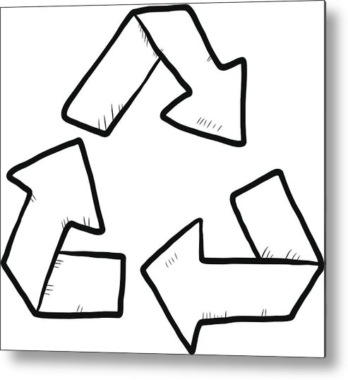 493x538 Recycle Sign Sketch Metal Print