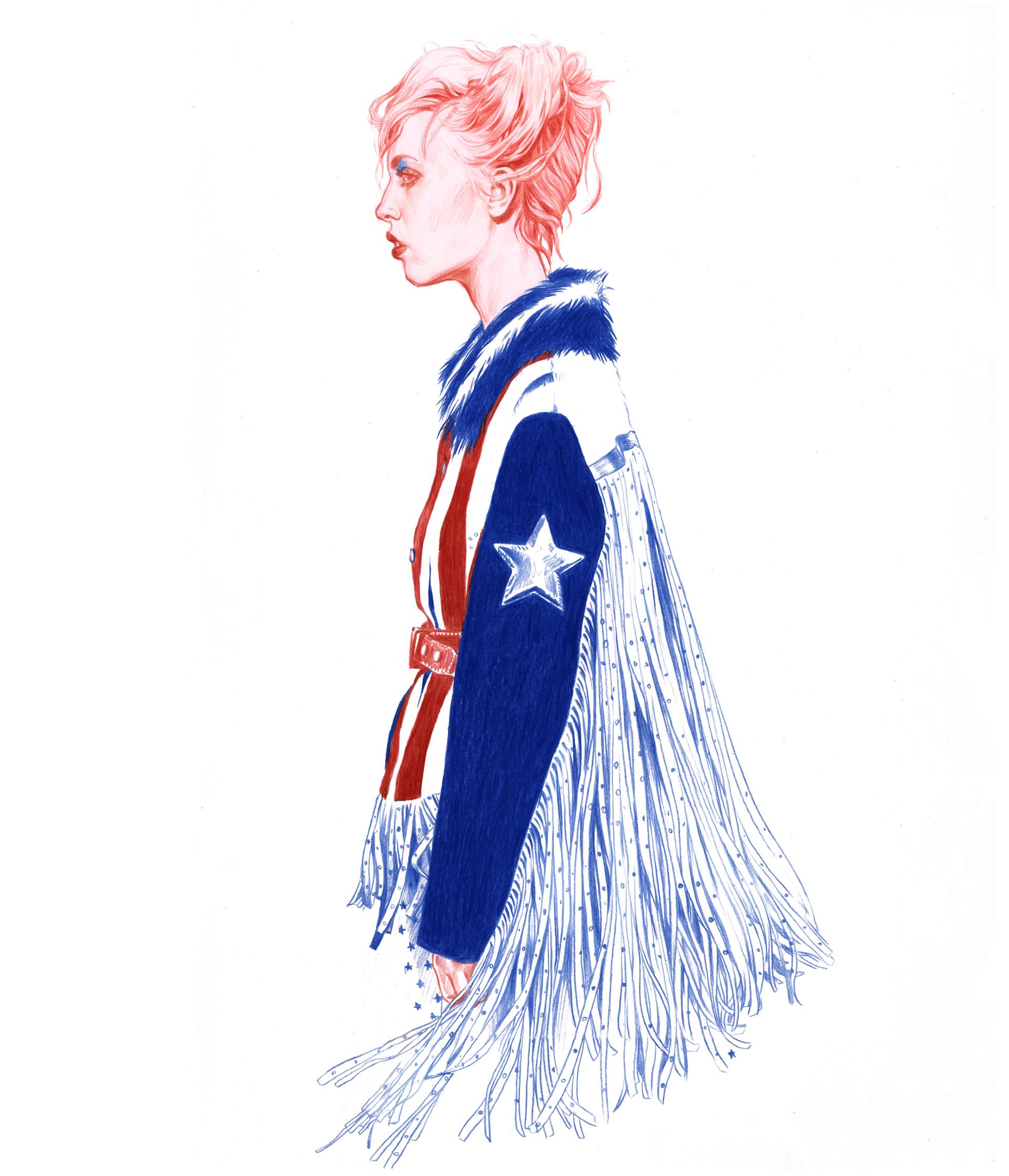 1920x2237 Red And Blue Girl Drawing