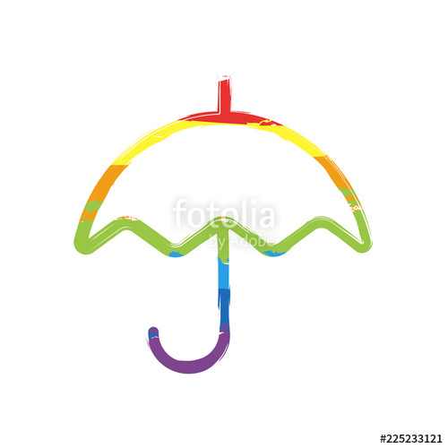 500x500 Simple Umbrella Icon Linear, Thin Outline Drawing Sign With Lgbt