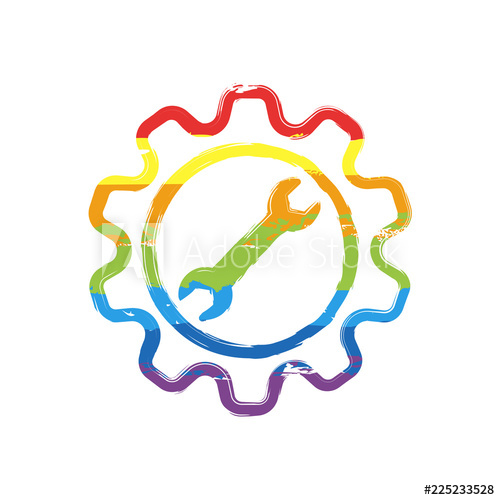 500x500 Wrench In Gear Drawing Sign With Lgbt Style, Seven Colors