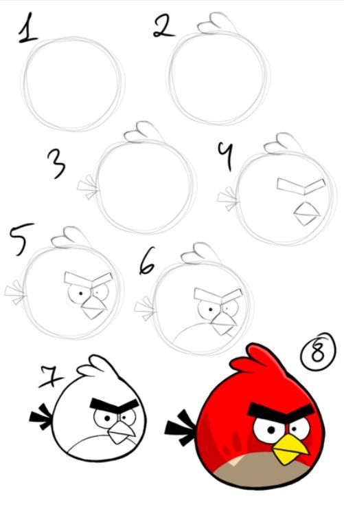 501x734 Draw The Red Angry Bird Artsy How To Drawings, Bird Drawings, Art