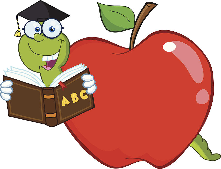900x690 Happy Worm In Red Apple Reading A School Book